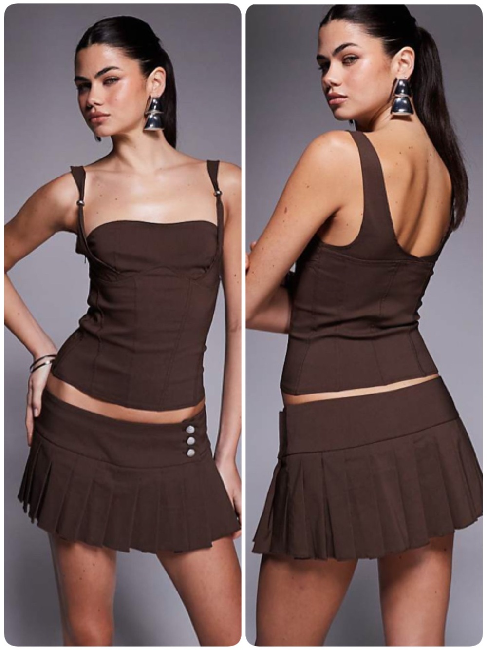 NWT I.AM.GIA Brown Remini Pleated Micro Mini Skort, Skirt, Skater, Y2K, Size XS